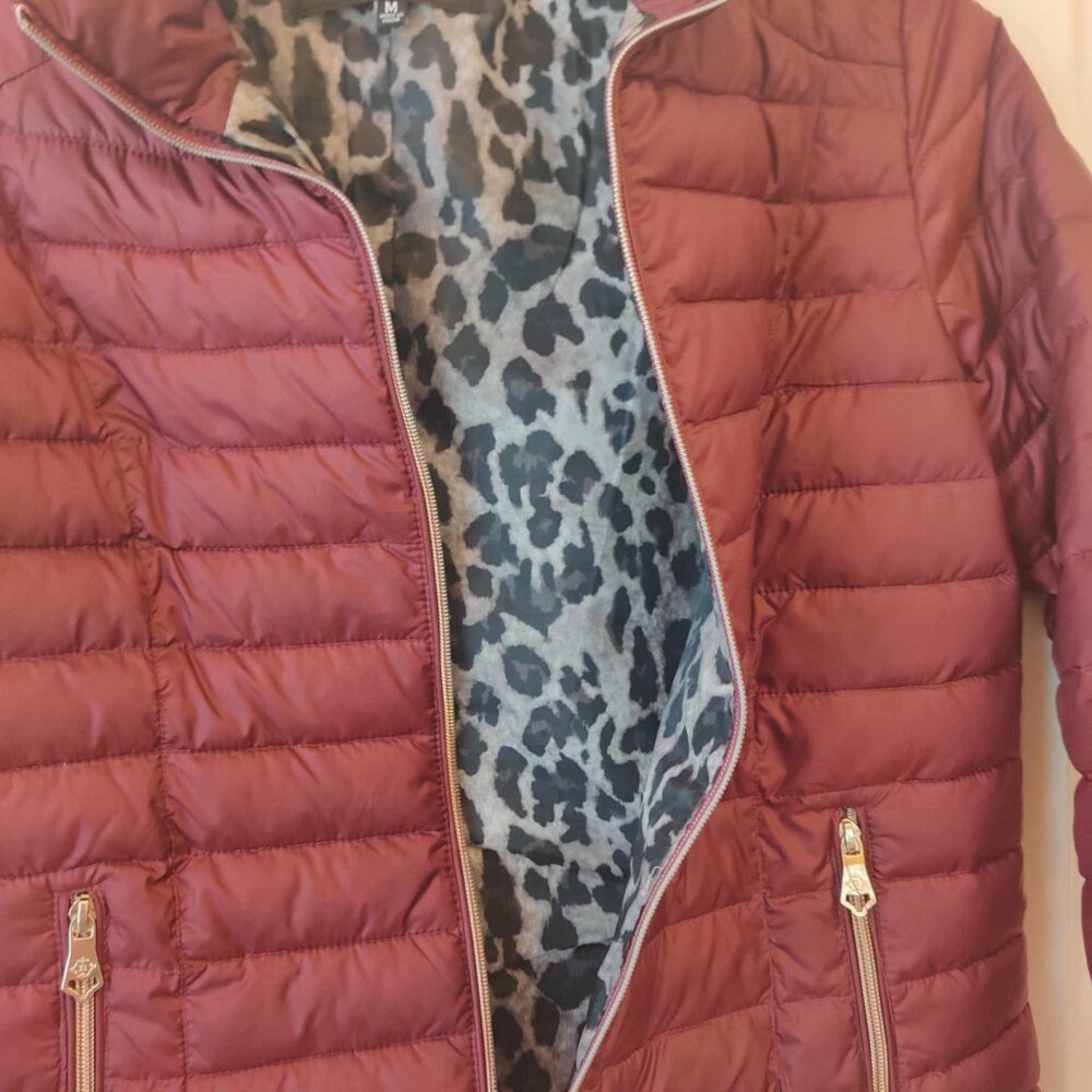 Nanette Lepore Burgandy Puffer Jacket, Size Medium - Picture 2 of 2